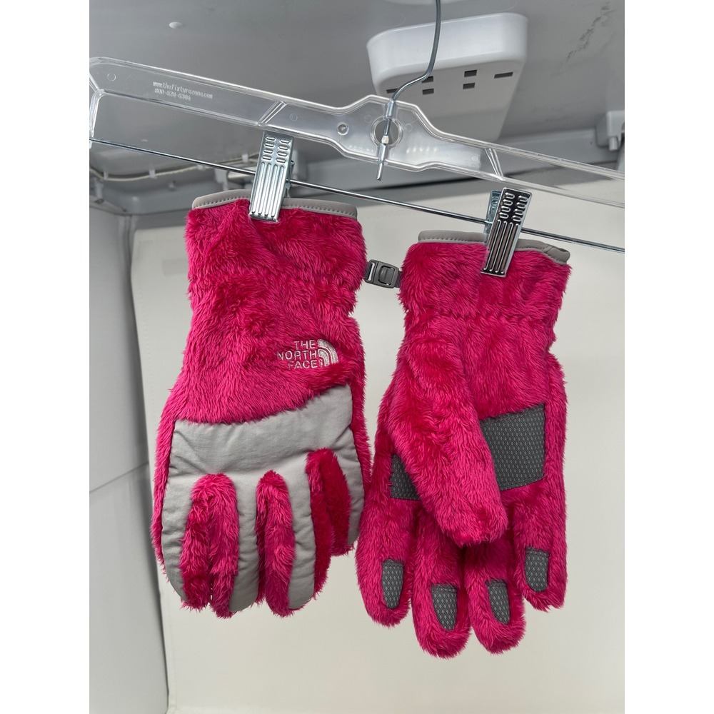 The North Face Osito Fleece Gloves Girls Large Pink Excellent Fuzzy Warm AWJH